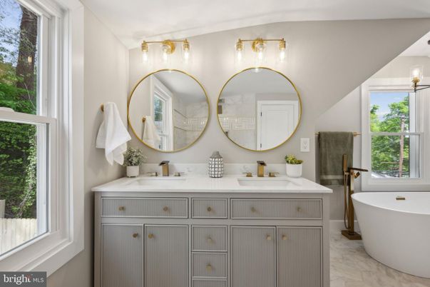 Bathroom, Dual Sink Vanities, Free Standing Baths, Interior, Marble