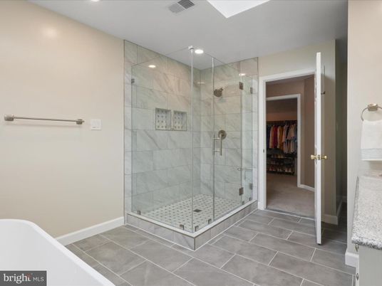 Bathroom, Glass Shower, Interior, Recessed Lighting, Walk-in Closets