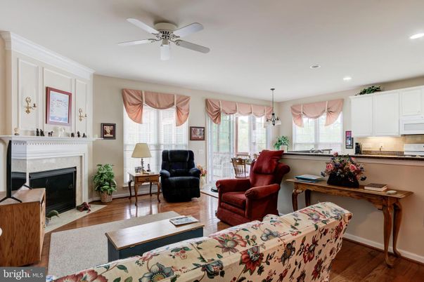 Fireplace, Interior, Kitchen, Living room, Pendant Lights, Recessed Lighting, Wood Texture Flooring