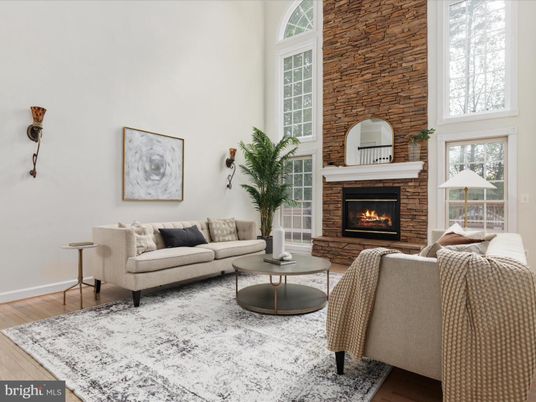 Fireplace, Interior, Living room, Stone Walls, Wood Texture Flooring