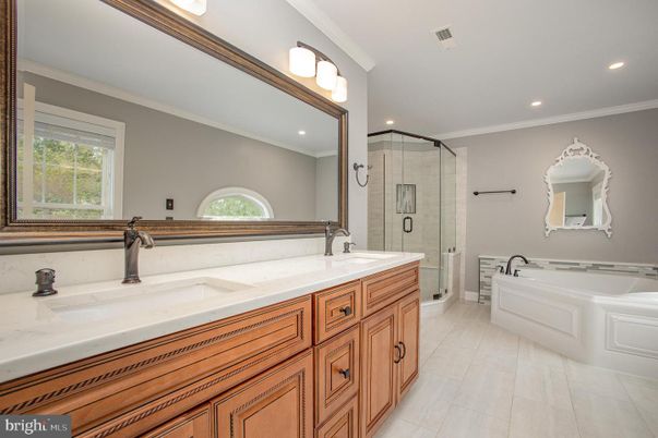 Bathroom, Dual Sink Vanities, Glass Shower, Interior, Recessed Lighting