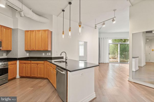 Interior, Kitchen, Pendant Lights, Stainless Steel Appliances, Wood Texture Flooring