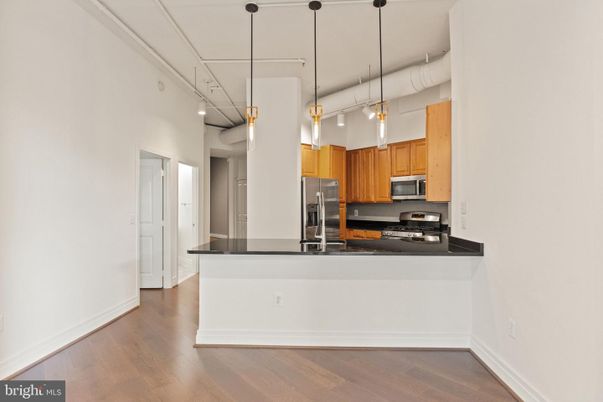 Interior, Kitchen, Pendant Lights, Stainless Steel Appliances, Wood Texture Flooring