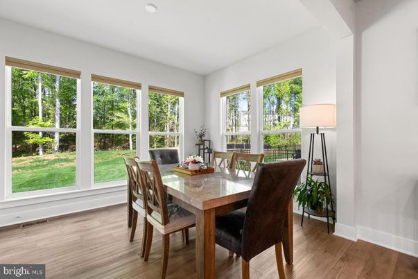 Dining room, Interior, Recessed Lighting, Wood Texture Flooring