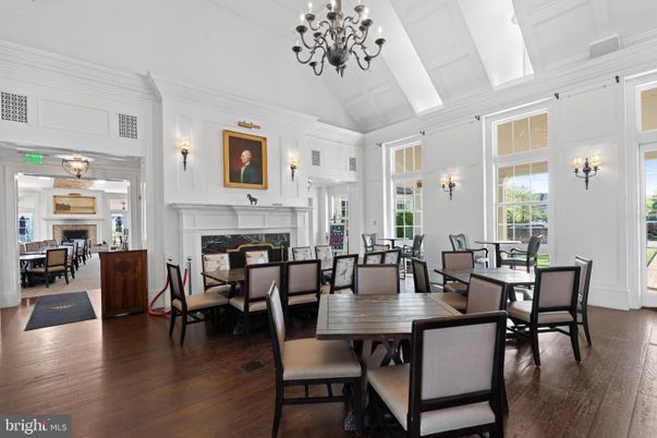 Chandelier, Dining room, Fireplace, Interior, Wood Texture Flooring