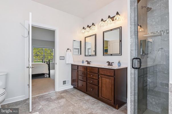 Bathroom, Dual Sink Vanities, Free Standing Baths, Glass Shower, Interior