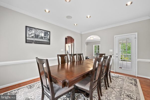 Dining room, Interior, Recessed Lighting, Wood Texture Flooring