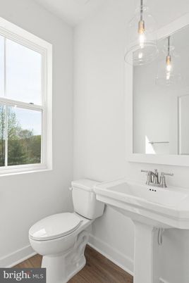 Bathroom, Interior, Pendant Lights, Wood Texture Flooring