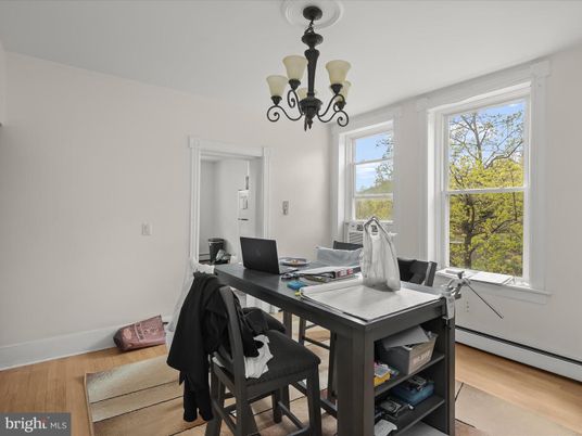 Chandelier, Home Office, Interior, Wood Texture Flooring