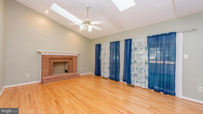 Empty room, Fireplace, Interior, Recessed Lighting, Wood Texture Flooring