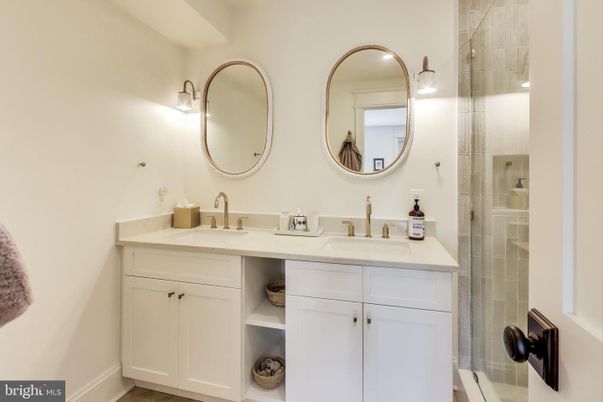 Bathroom, Dual Sink Vanities, Glass Shower, Interior