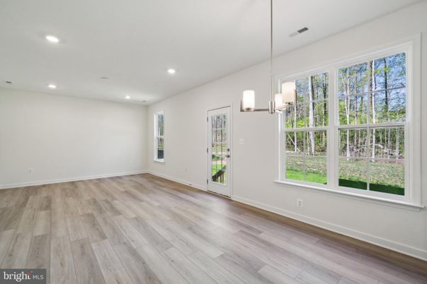 Empty room, Interior, Pendant Lights, Recessed Lighting, Wood Texture Flooring