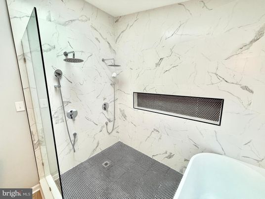 Bathroom, Glass Shower, Interior, Marble Walls
