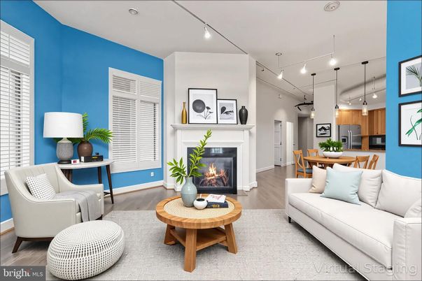 Dining room, Fireplace, Interior, Kitchen, Living room, Pendant Lights, Recessed Lighting, Stainless Steel Appliances, Wood Texture Flooring