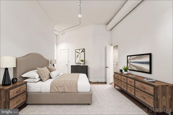 Bedroom, Interior, Pendant Lights, Wood Texture Flooring