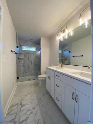 Bathroom, Dual Sink Vanities, Interior, Marble, Marble Walls