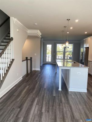 Interior, Kitchen, Pendant Lights, Recessed Lighting, Wood Texture Flooring