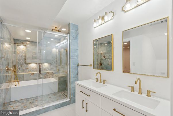 Bathroom, Dual Sink Vanities, Glass Shower, Interior, Recessed Lighting