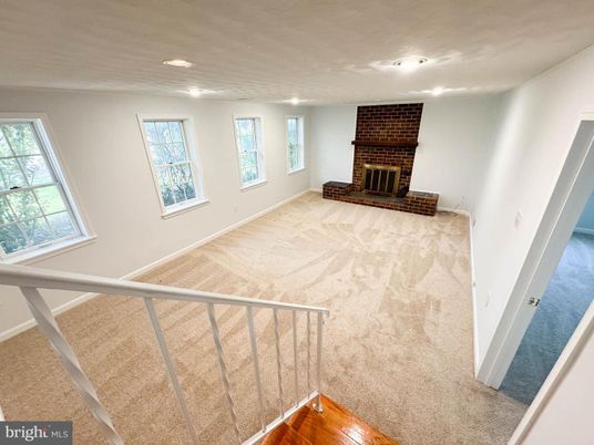 Empty room, Fireplace, Interior, Recessed Lighting, Wood Texture Flooring