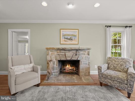 Fireplace, Interior, Recessed Lighting, Wood Texture Flooring