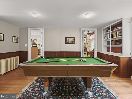 Billiard Table, Game Room, Interior, Wood Texture Flooring