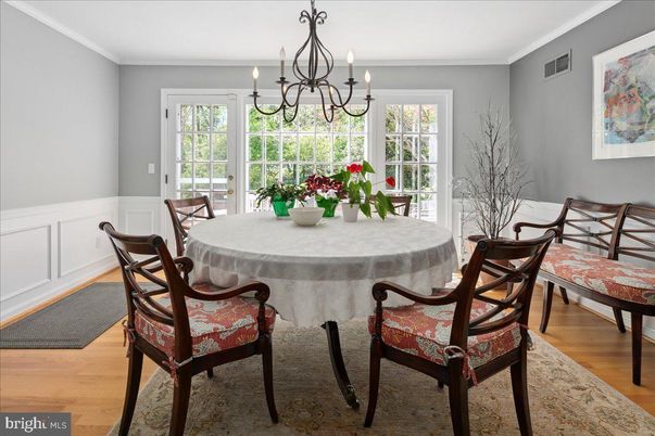 Chandelier, Dining room, Interior, Wood Texture Flooring