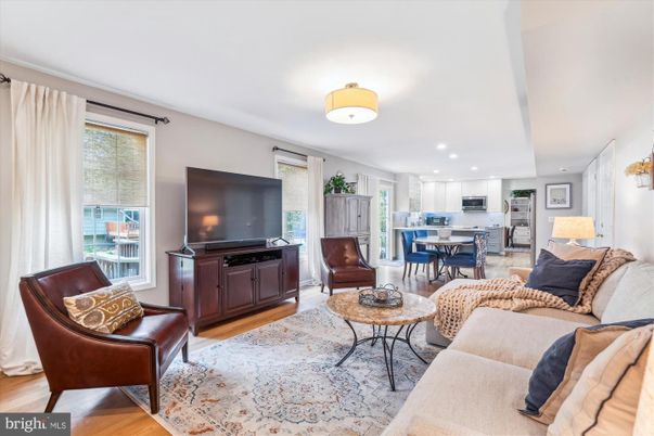 Dining room, Interior, Kitchen, Living room, Recessed Lighting, Stainless Steel Appliances, Wood Texture Flooring