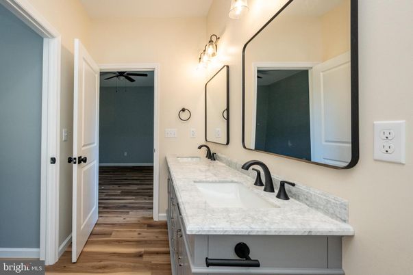 Bathroom, Dual Sink Vanities, Interior, Wood Texture Flooring