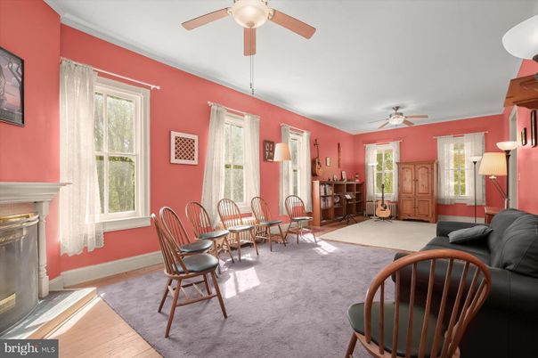 Dining room, Fireplace, Interior, Wood Texture Flooring