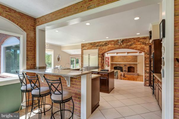 Fireplace, Interior, Recessed Lighting, Stone Walls