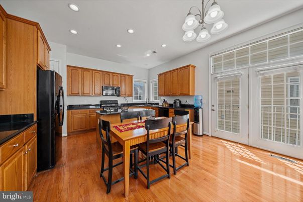 Dining room, Interior, Kitchen, Recessed Lighting, Wood Texture Flooring
