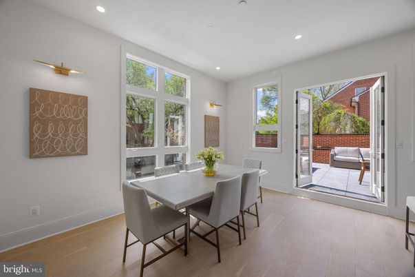 Dining room, Interior, Recessed Lighting, Wood Texture Flooring