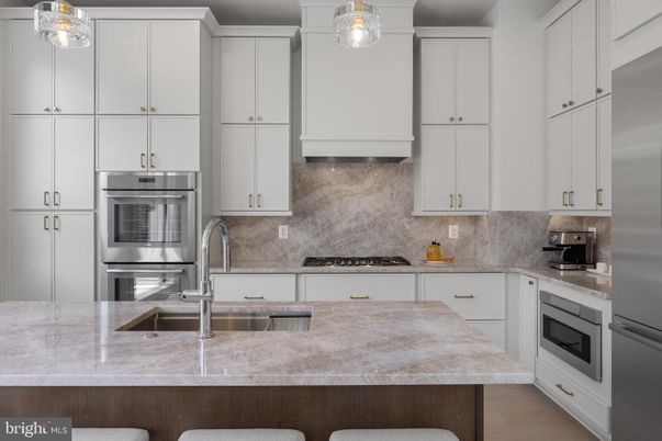 Interior, Kitchen, Pendant Lights, Stainless Steel Appliances, Wood Texture Flooring