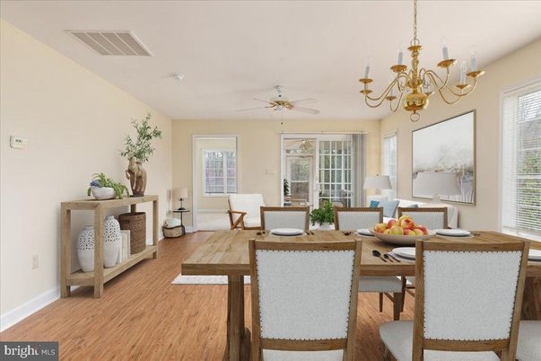 Chandelier, Dining room, Interior, Wood Texture Flooring