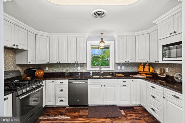 Interior, Kitchen, Pendant Lights, Stainless Steel Appliances, Wood Texture Flooring