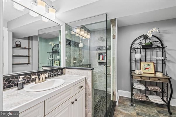Bathroom, Glass Shower, Interior, Tile Countertops