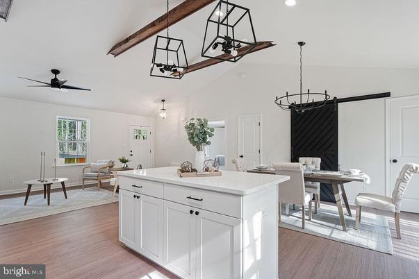 Interior, Pendant Lights, Recessed Lighting, Wooden Beams, Wood Texture Flooring