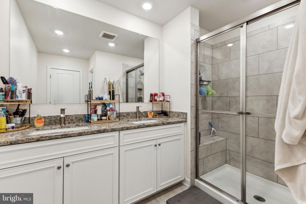 Bathroom, Dual Sink Vanities, Glass Shower, Interior, Recessed Lighting