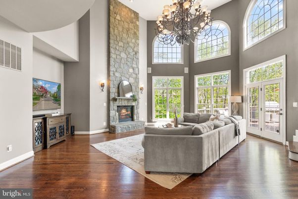 Chandelier, Fireplace, Interior, Living room, Wood Texture Flooring