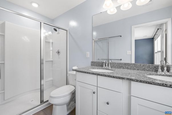 Bathroom, Dual Sink Vanities, Glass Shower, Interior, Recessed Lighting