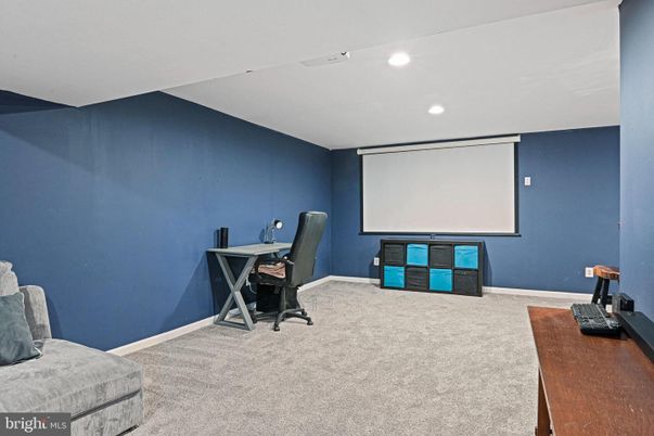 Home Office, Interior, Projection Screen, Recessed Lighting