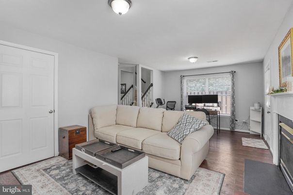 Fireplace, Home Office, Interior, Living room, Wood Texture Flooring