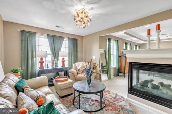 Chandelier, Fireplace, Interior, Living room, Recessed Lighting