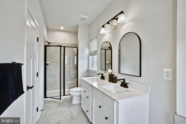 Bathroom, Dual Sink Vanities, Glass Shower, Interior, Recessed Lighting