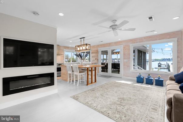 Dining room, Fireplace, Interior, Kitchen, Living room, Pendant Lights, Recessed Lighting