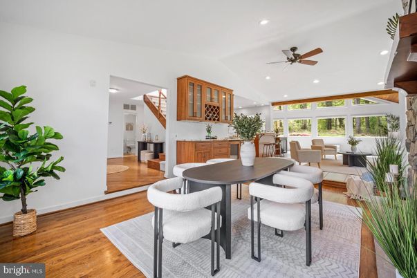 Dining room, Interior, Recessed Lighting, Wood Texture Flooring