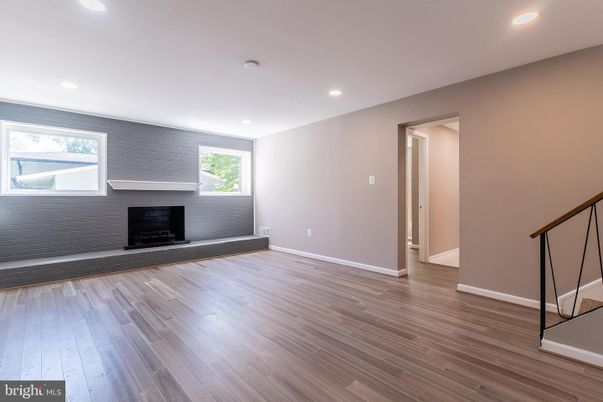 Empty room, Fireplace, Interior, Recessed Lighting, Wood Texture Flooring