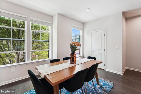 Dining room, Interior, Recessed Lighting, Wood Texture Flooring