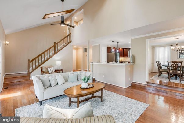 Chandelier, Dining room, Interior, Kitchen, Living room, Pendant Lights, Recessed Lighting, Wood Texture Flooring