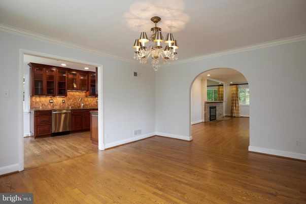 Chandelier, Interior, Kitchen, Recessed Lighting, Wood Texture Flooring